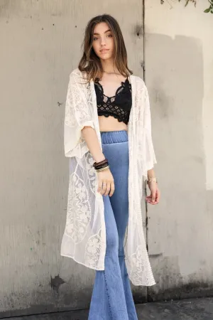 Boho Bliss Embroidered Mesh Kimono