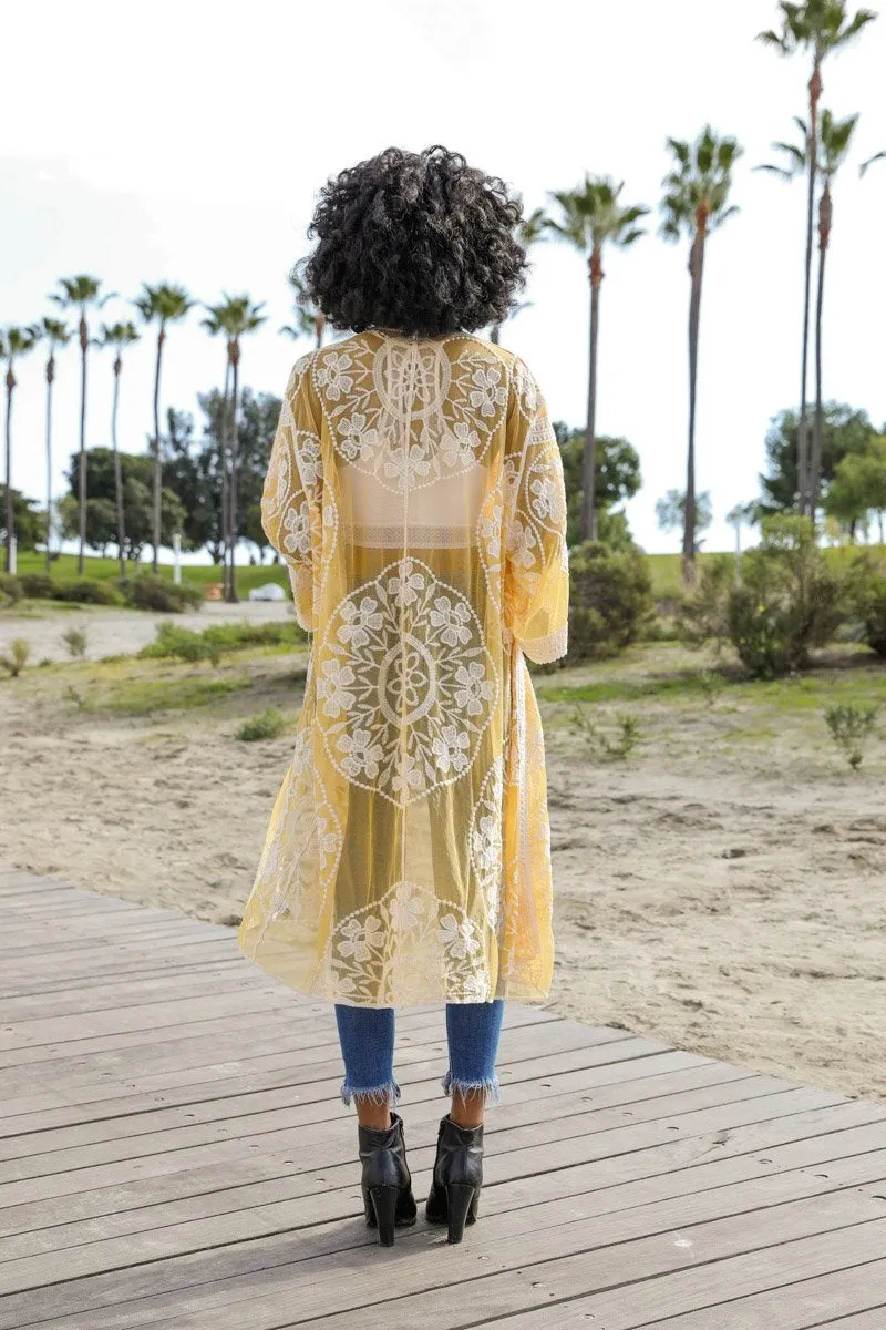 Boho Bliss Embroidered Mesh Kimono