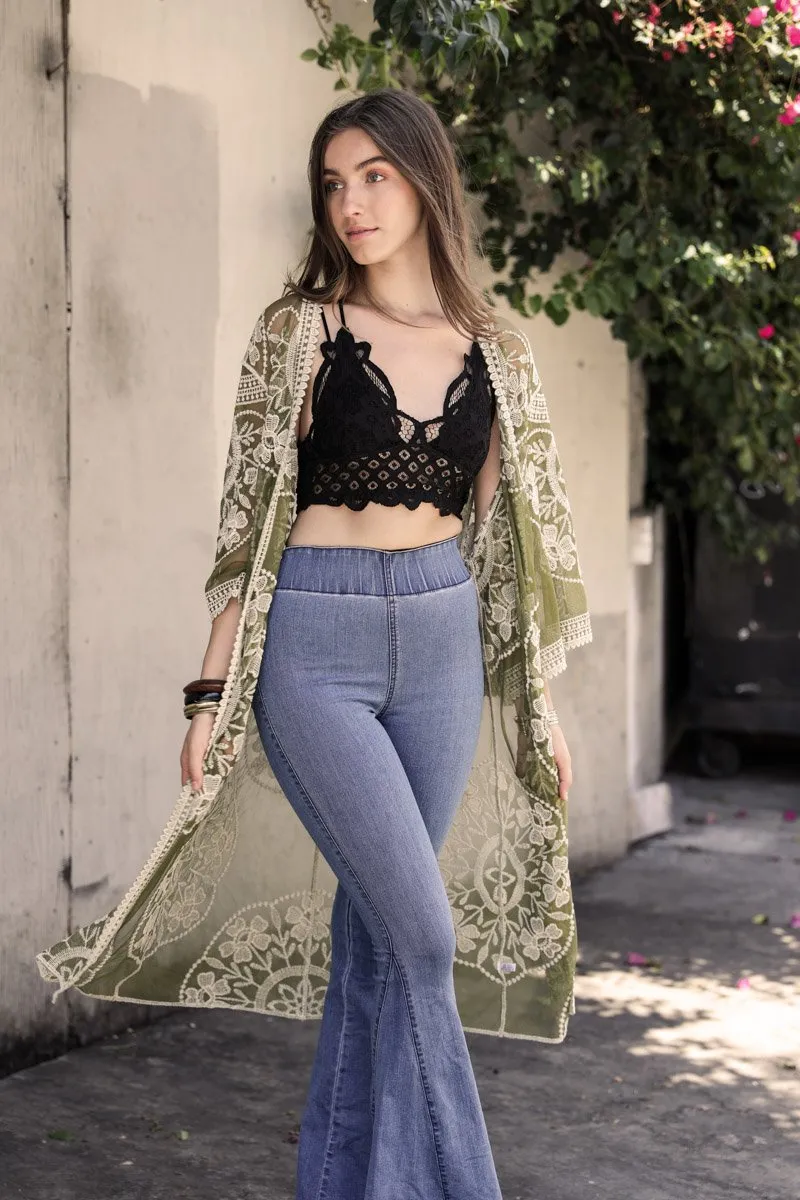 Boho Bliss Embroidered Mesh Kimono