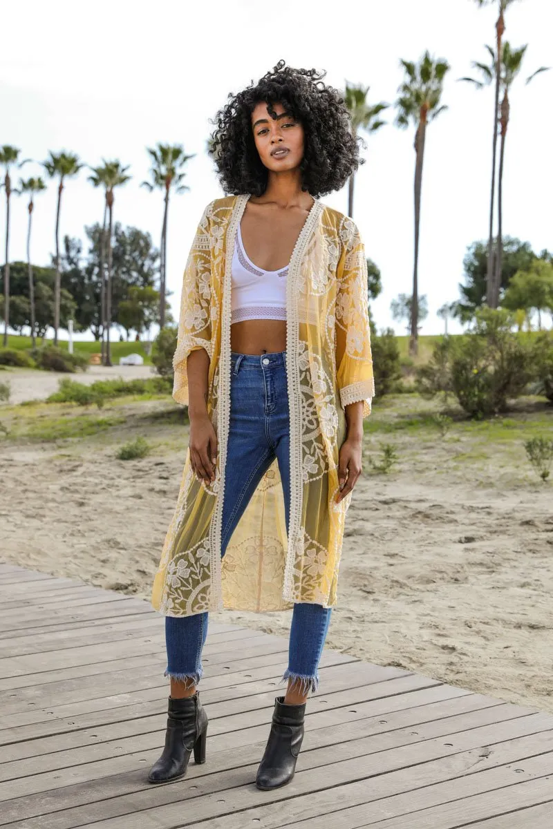 Boho Bliss Embroidered Mesh Kimono