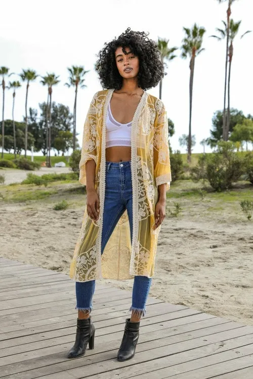 Boho Bliss Embroidered Mesh Kimono