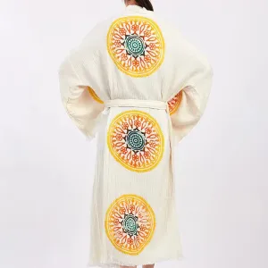 Boho Kimono, Long Kaftan, 0 Cotton Robe
