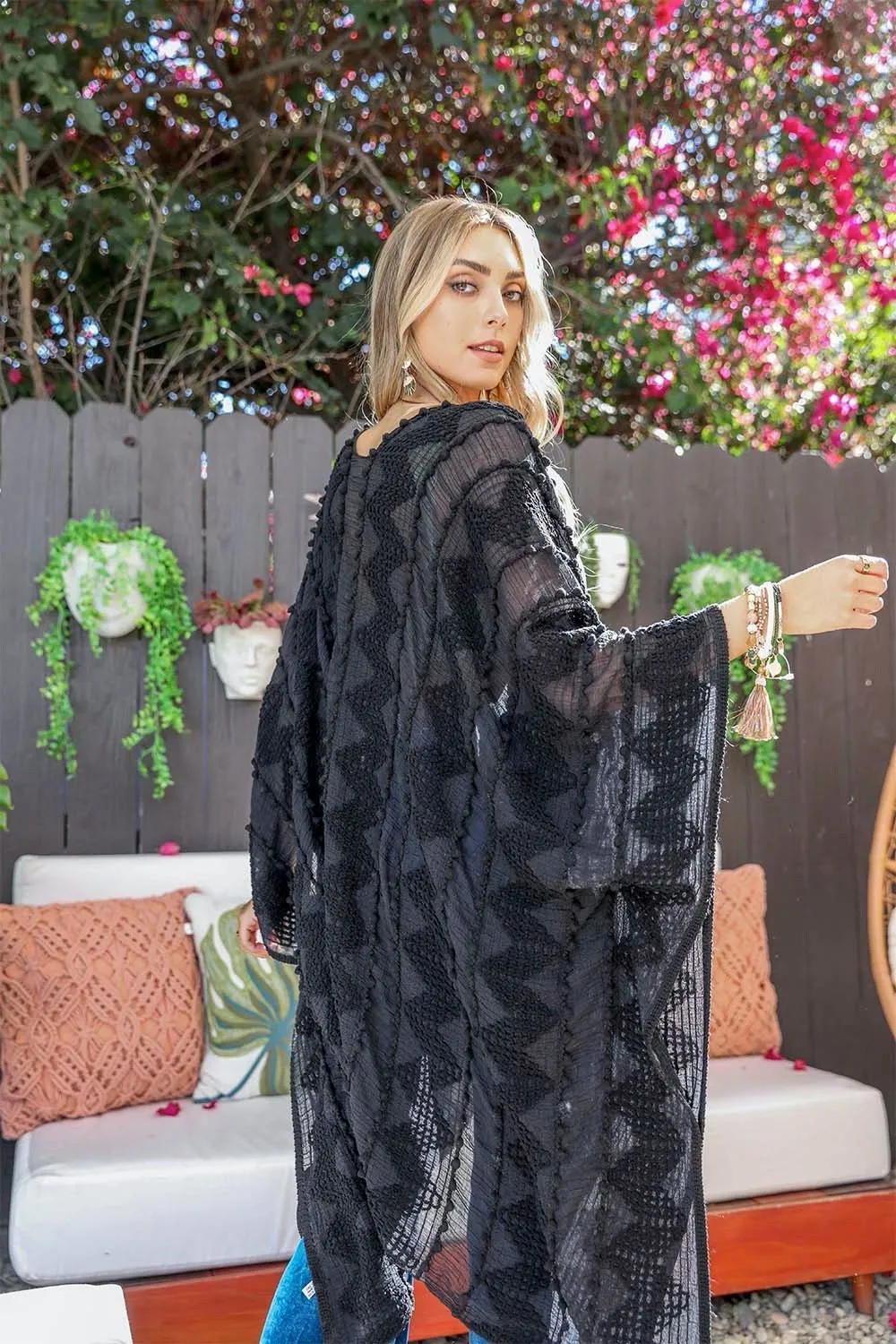 Boho Zig Zag Embroidered Kimono: A Stylish Statement Piece