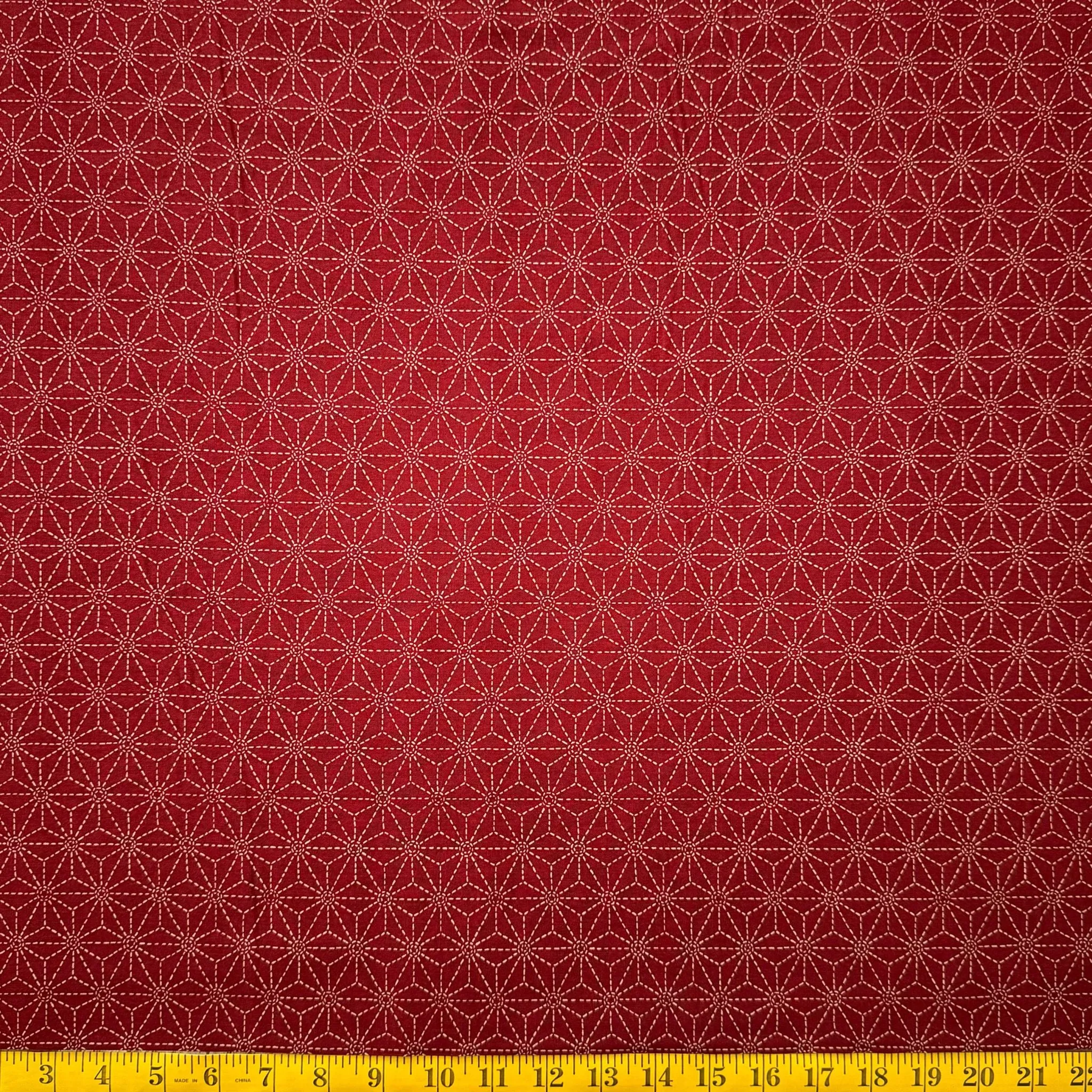 Broken Asanoha Red - Cotton Print Fabric - $30 Per Metre