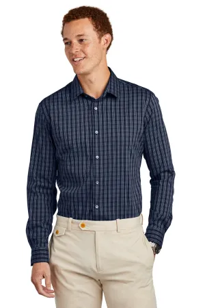 Brooks Brothers Tech Stretch Patterned Shirt BB18006 Navy Blazer/ White Grid Check