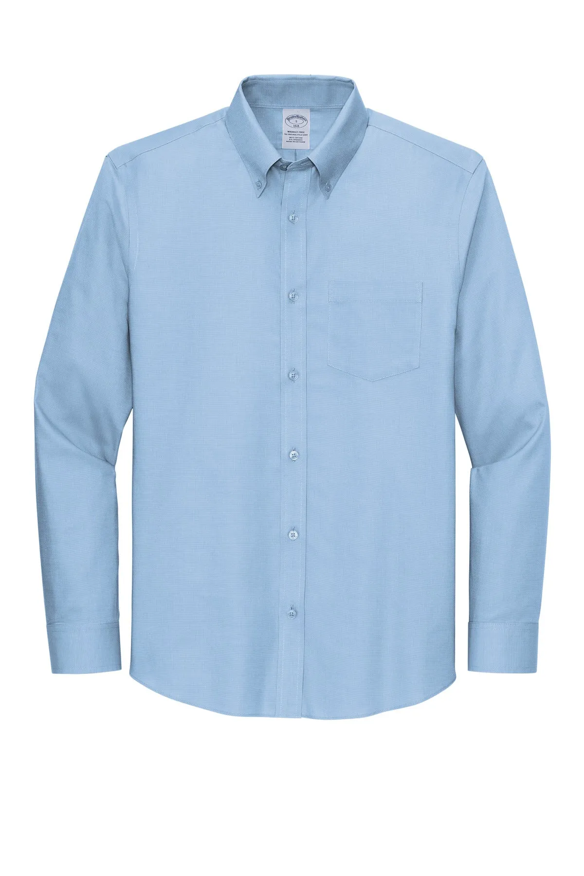 Brooks Brothers Wrinkle-Free Stretch Nailhead Shirt BB18002 Newport Blue
