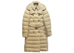 Burberry Arniston Hooded Puffer Long Down Jacket Honey