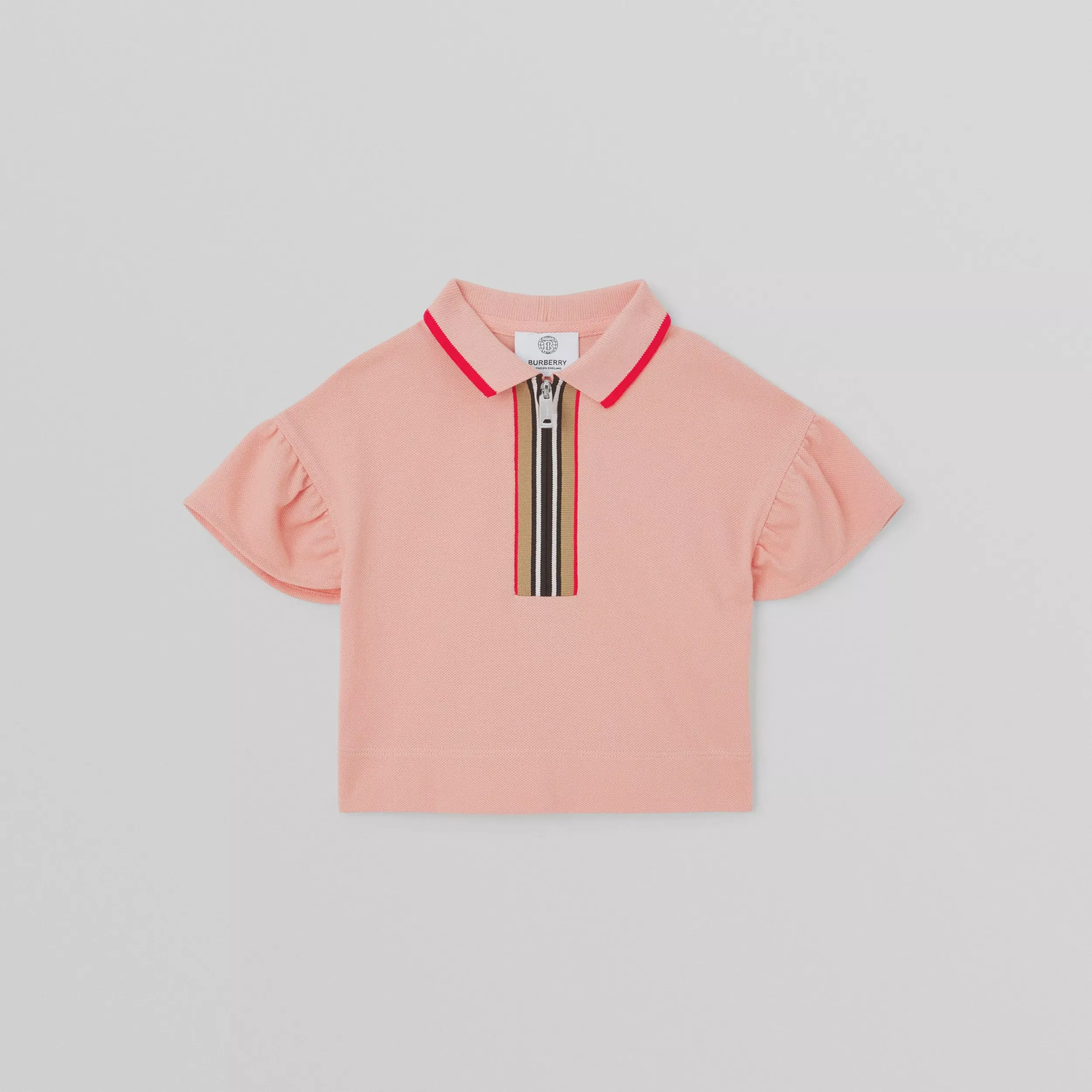 Burberry Baby Icon Stripe Zip-front Polo Shirt