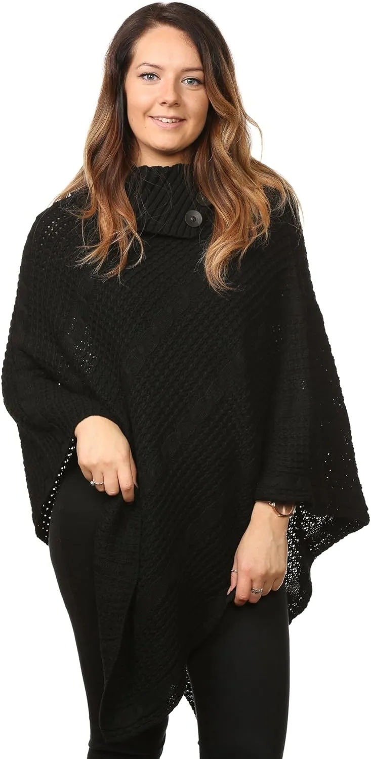 Button Knitted Poncho