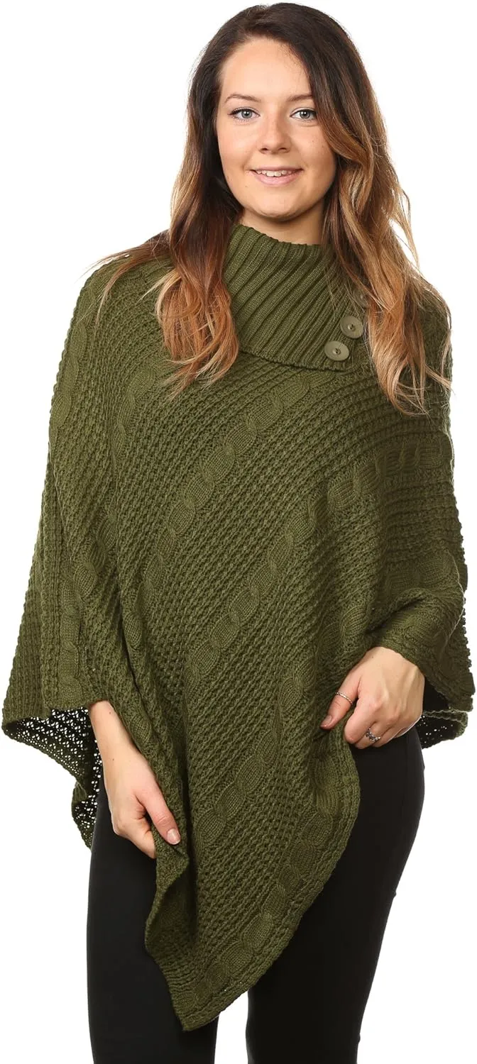 Button Knitted Poncho