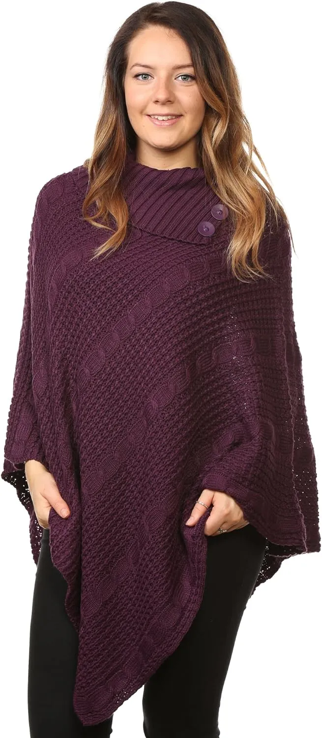 Button Knitted Poncho