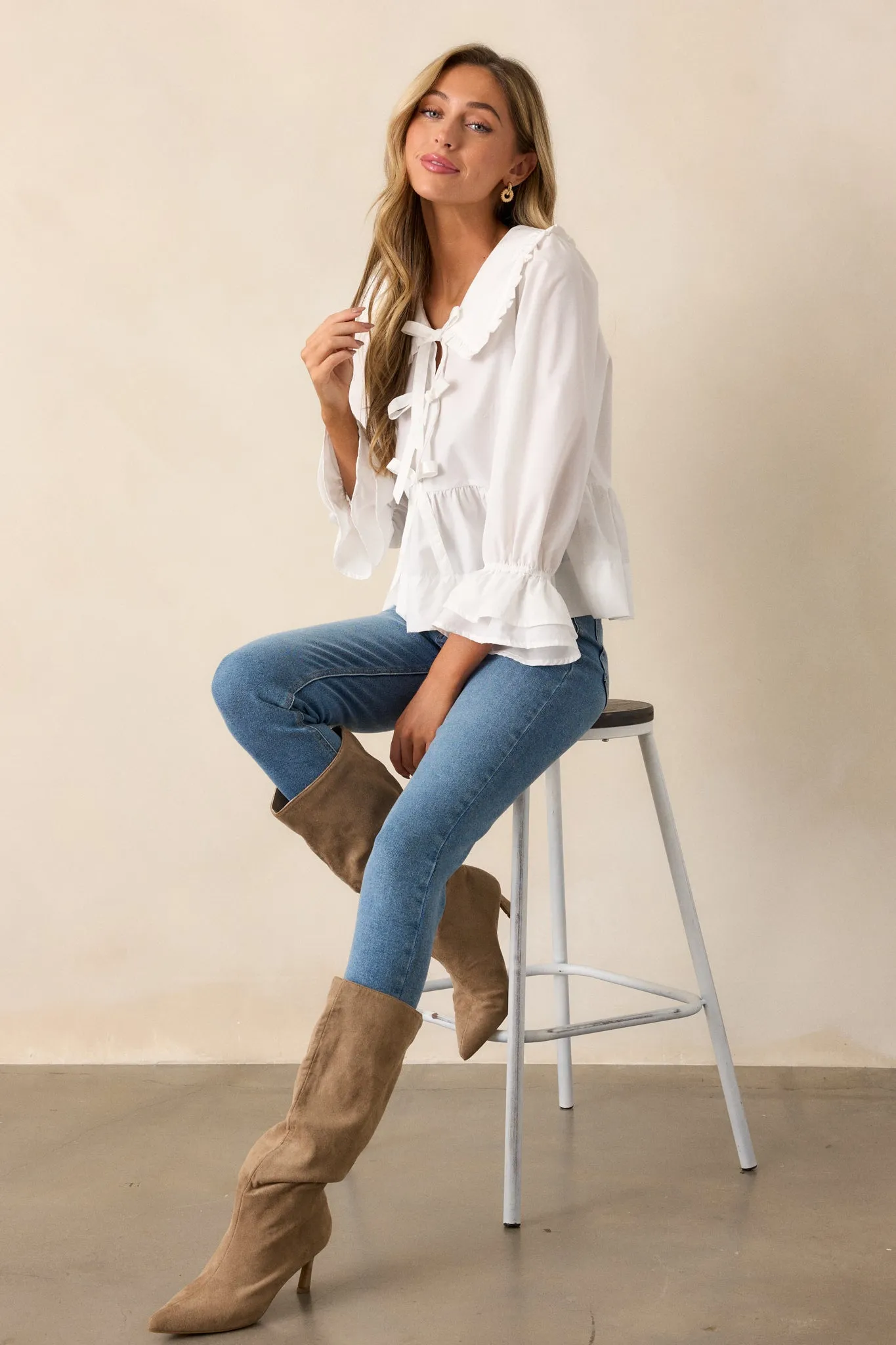 Calm Reflections Cotton Ivory Blouse