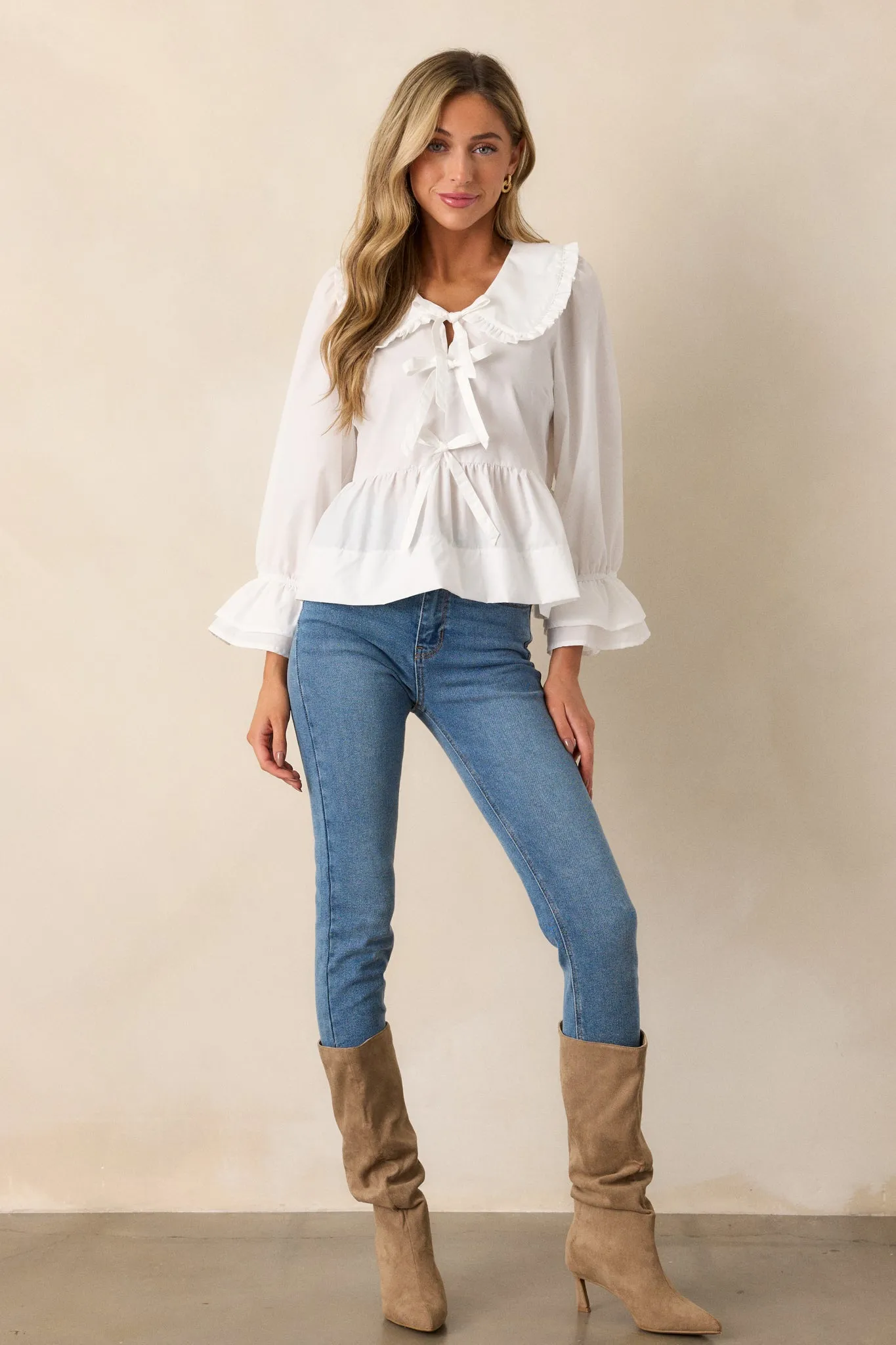 Calm Reflections Cotton Ivory Blouse