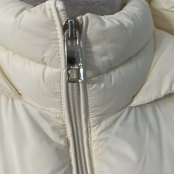 CALVIN KLEIN Cream Hooded Walker Puffer Full Zip Winter Jacket S NWT