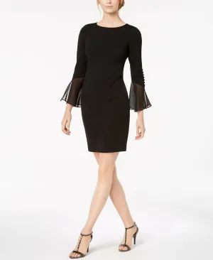 Calvin Klein Women's Petite Ruffled-Sleeve Sheath Dress