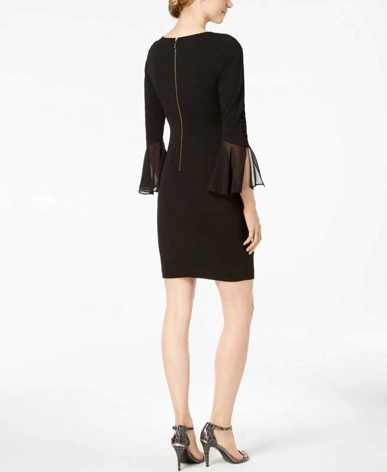 Calvin Klein Women's Petite Ruffled-Sleeve Sheath Dress