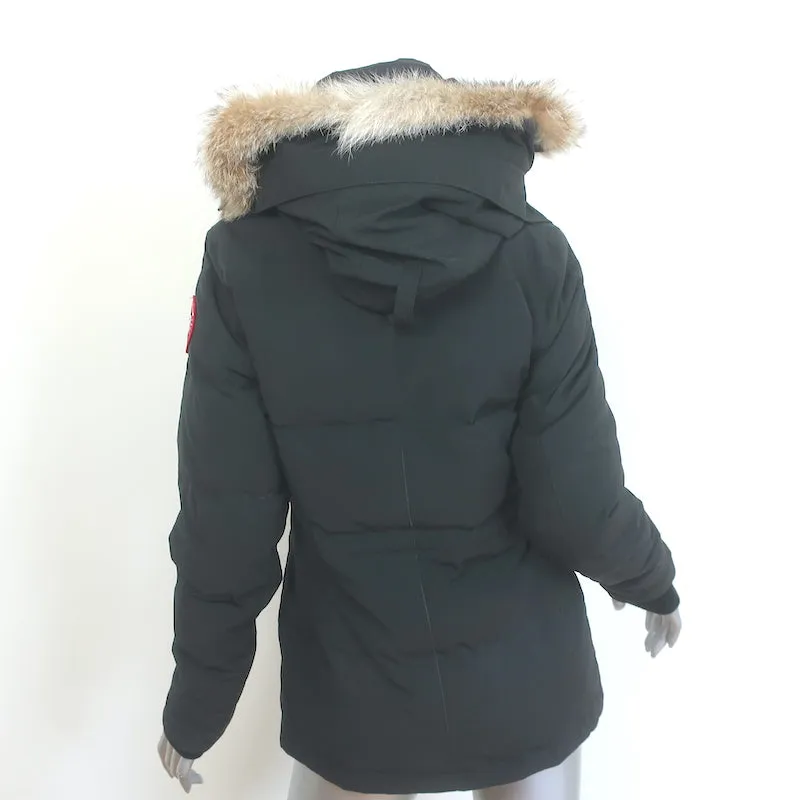 Canada Goose Chelsea Fur-Trim Down Parka Black Size Small Hooded Puffer Jacket