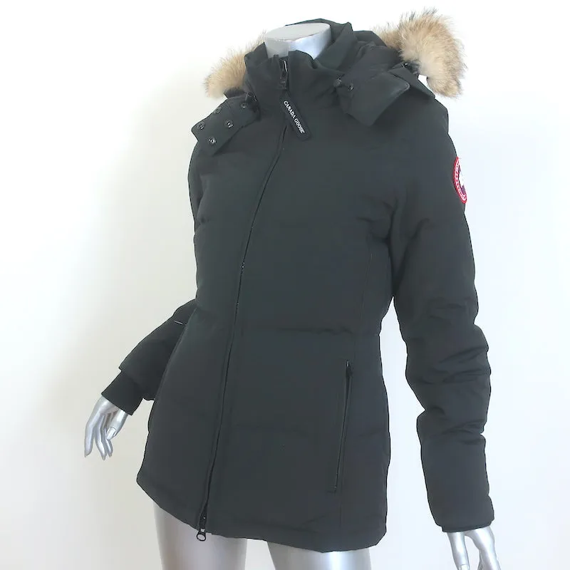 Canada Goose Chelsea Fur-Trim Down Parka Black Size Small Hooded Puffer Jacket
