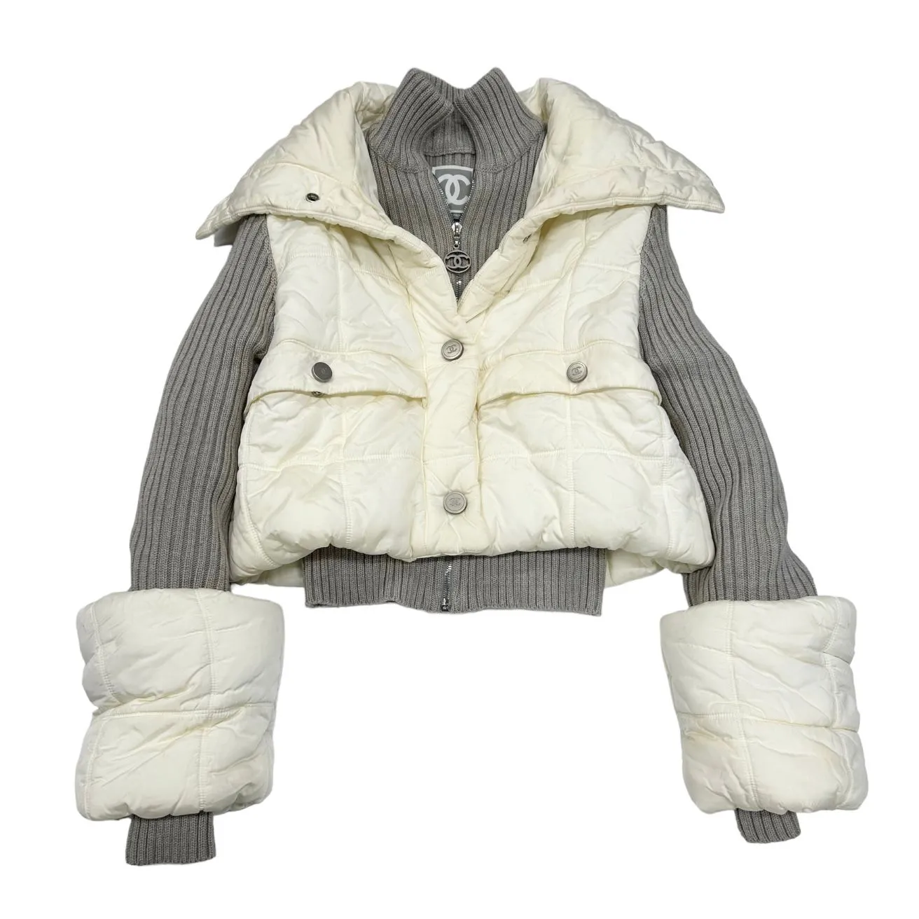 Chanel White Quilted Puffer Jacket