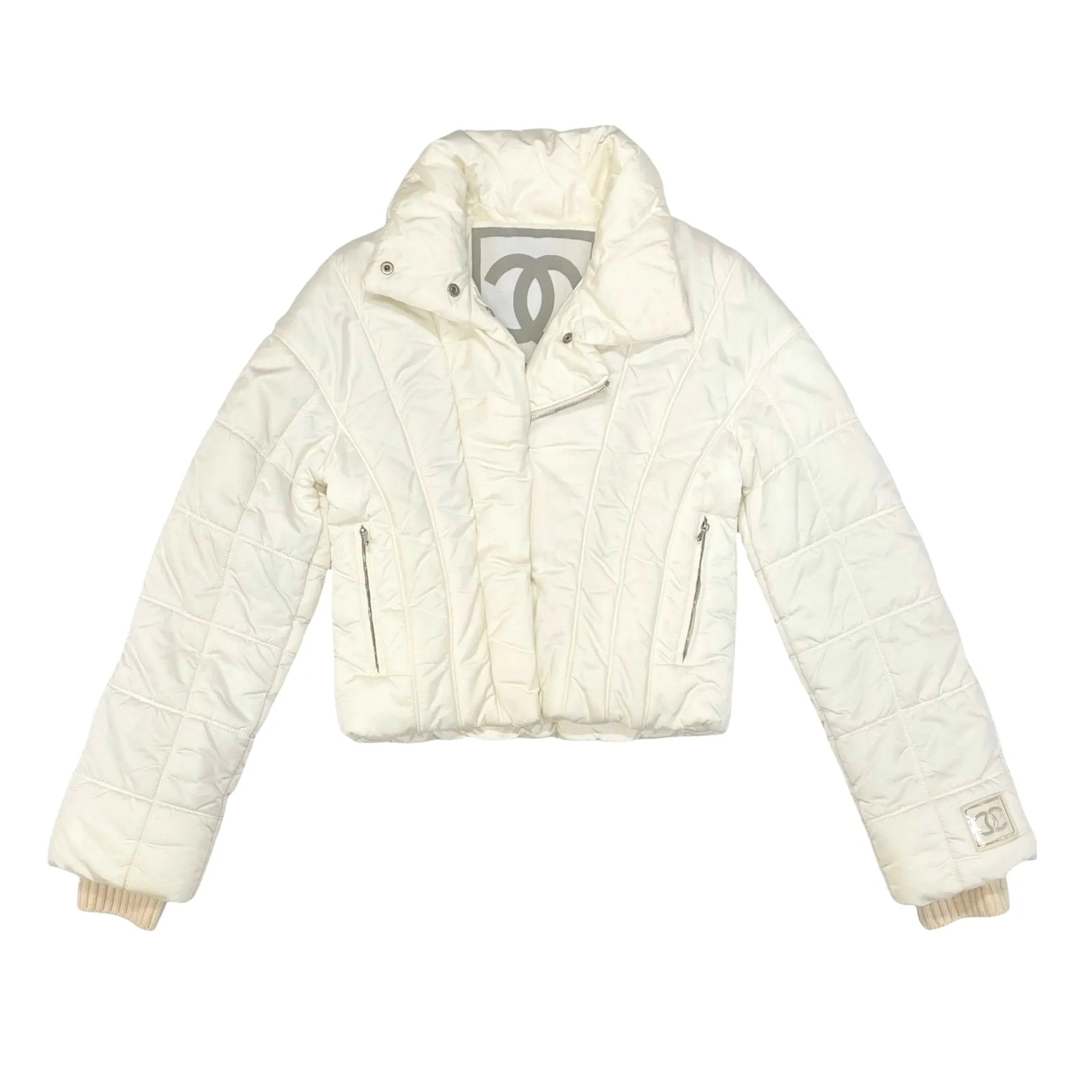 Chanel White Quilted Puffer Jacket