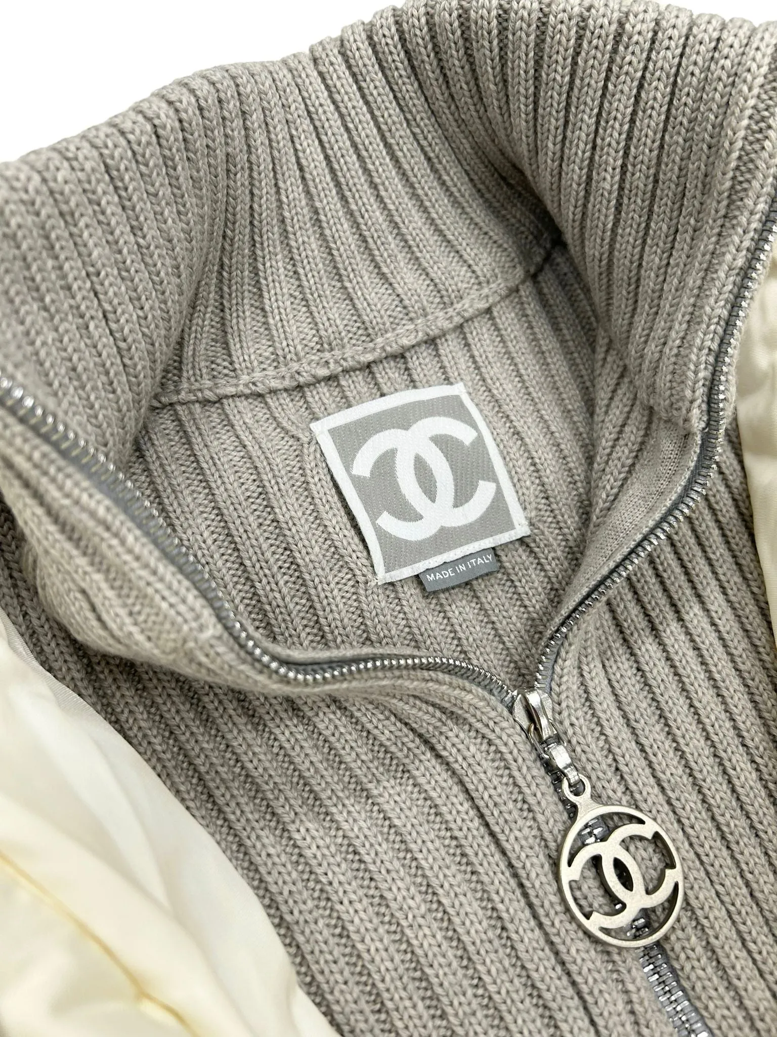 Chanel White Quilted Puffer Jacket
