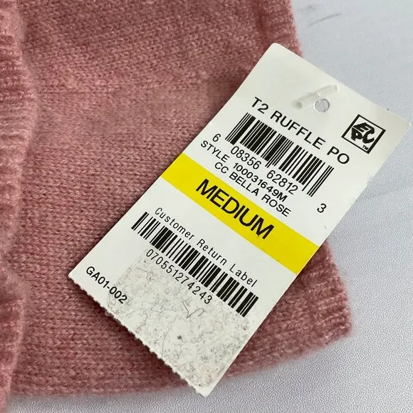 Charter Club Sweater Womens Sz M Pink Ruffled Pure Cashmere Created for Macy's