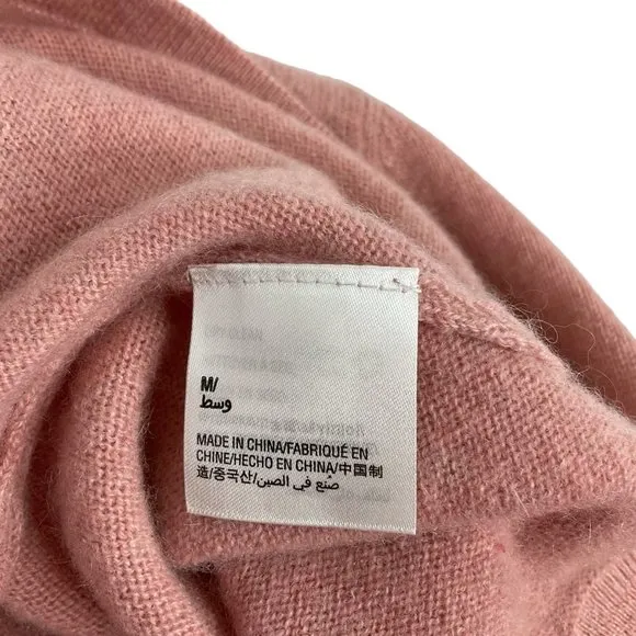 Charter Club Sweater Womens Sz M Pink Ruffled Pure Cashmere Created for Macy's