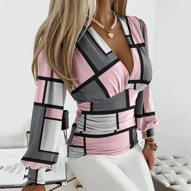 Chiara - Chic Long Sleeve V-Neck T-Shirt