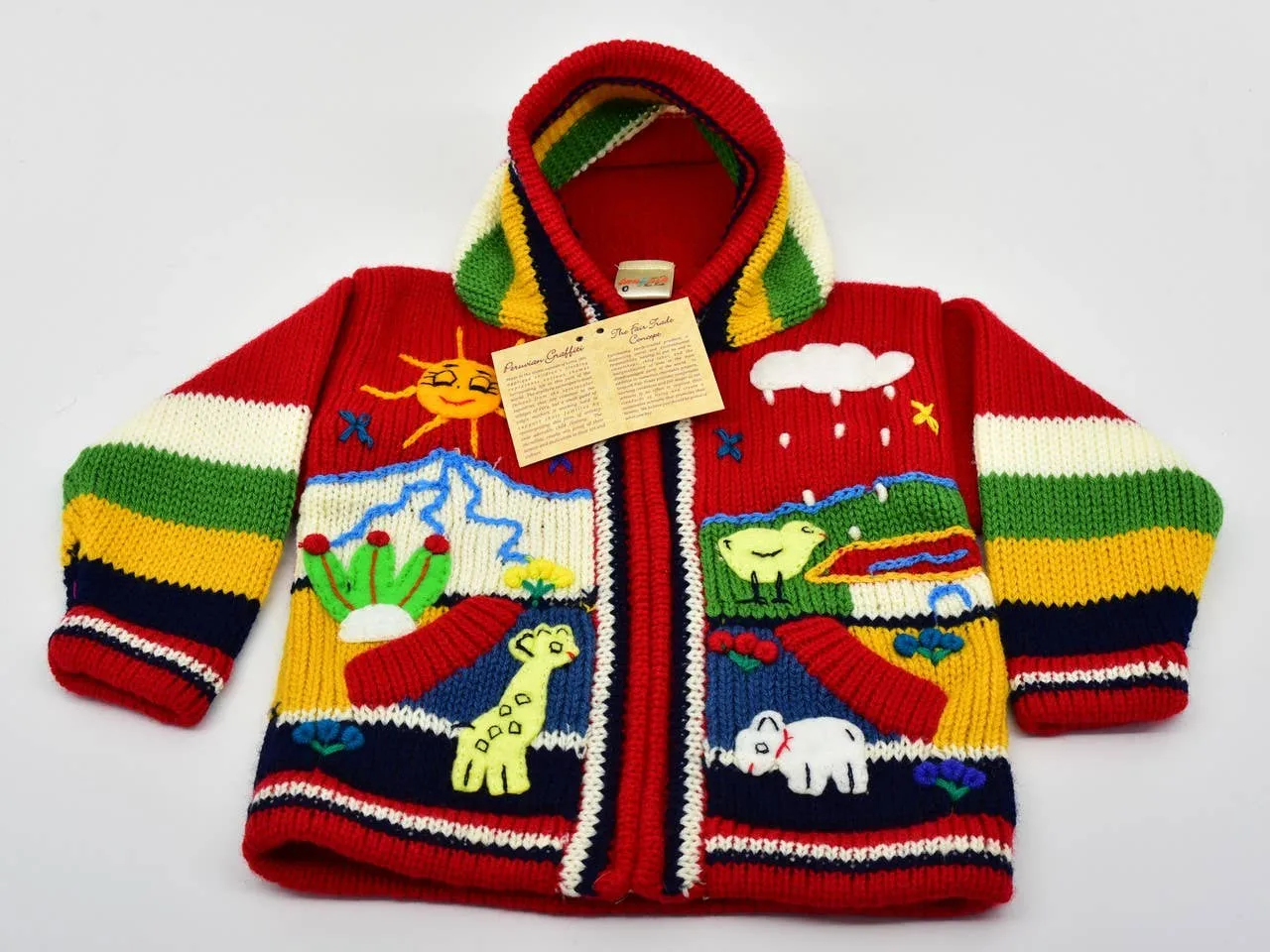 Children's Full Zip Applique Sweater Hoodie Jacket 5 Sizes