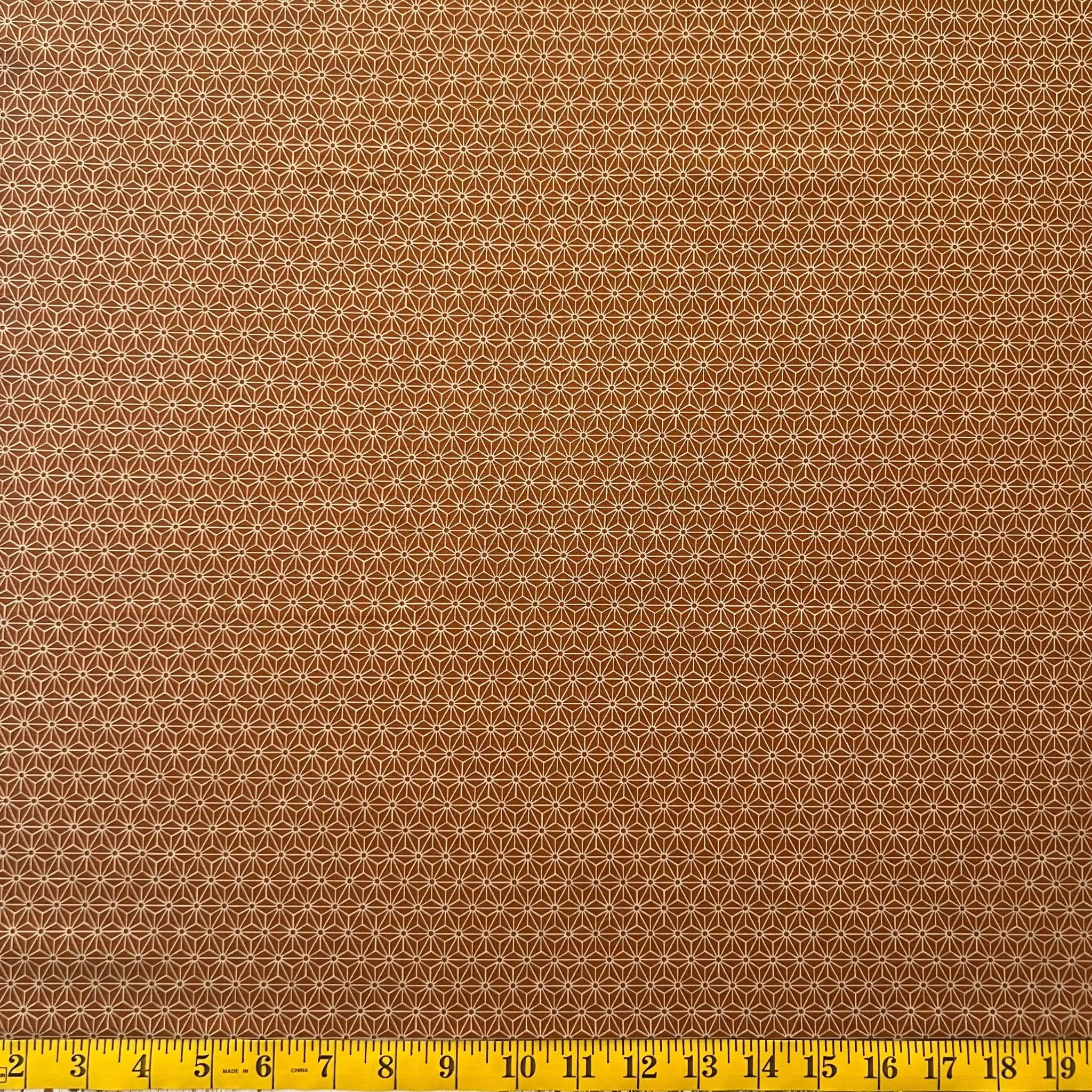 Classic Asanoha Burnt Gold - Cotton Print Fabric - $30 Per Metre