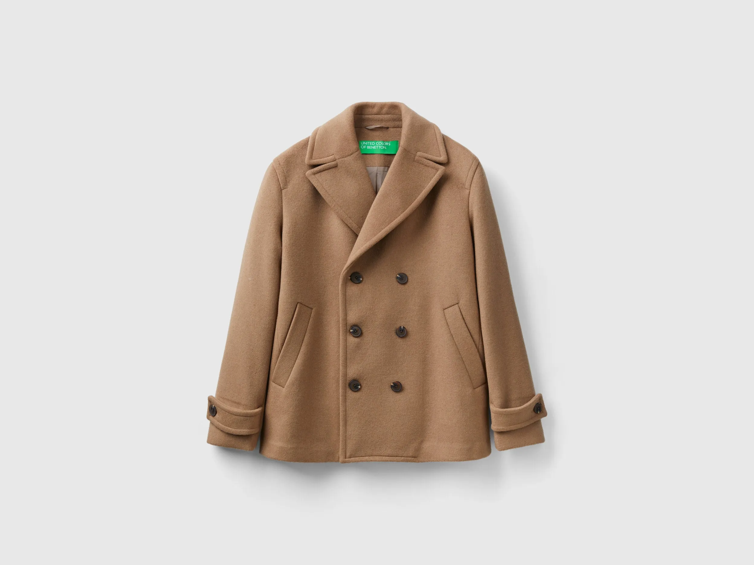 Comfortable Fit Wide Lapel Collar Double-Breasted Shetland Wool Blazer