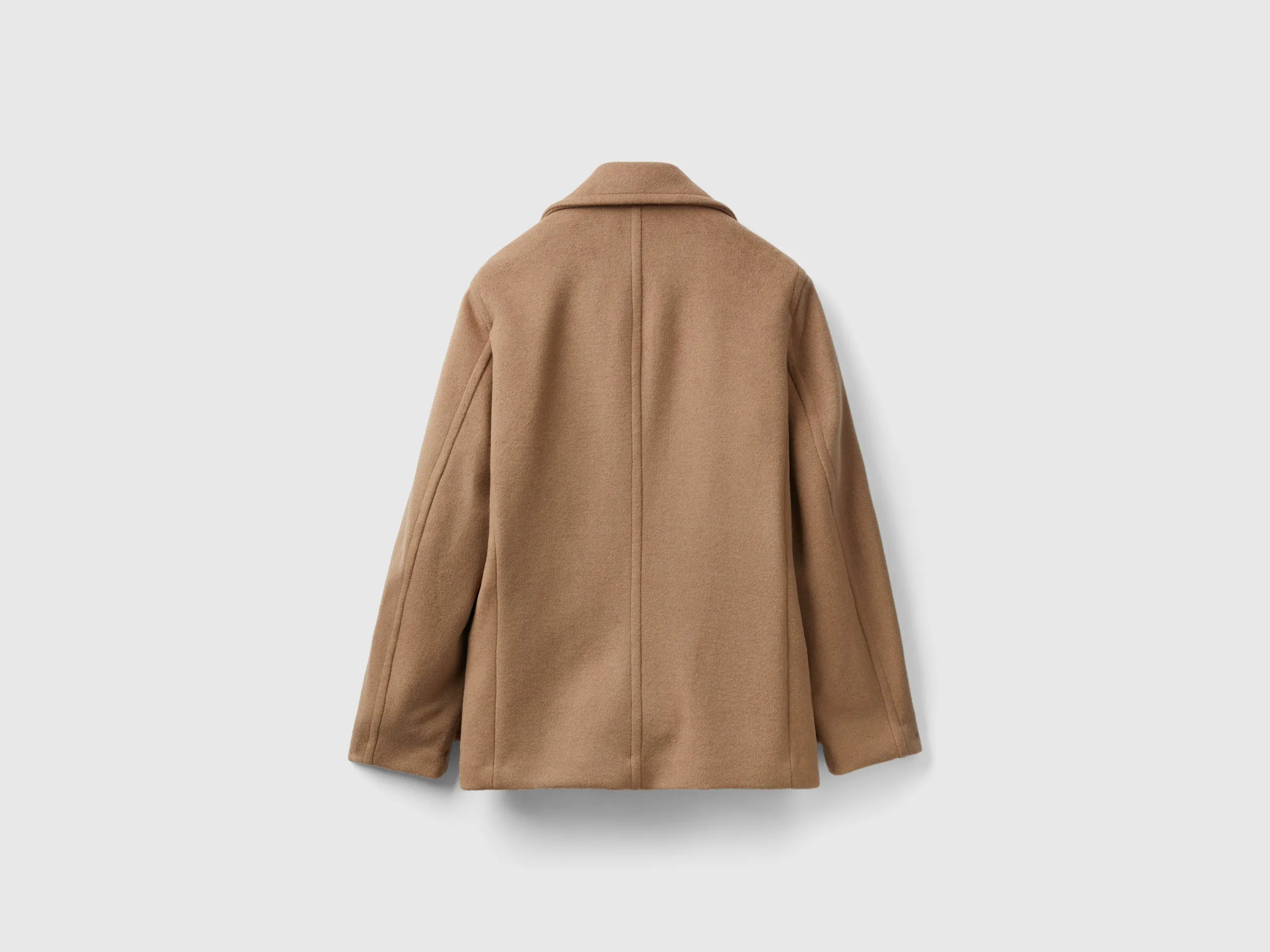 Comfortable Fit Wide Lapel Collar Double-Breasted Shetland Wool Blazer