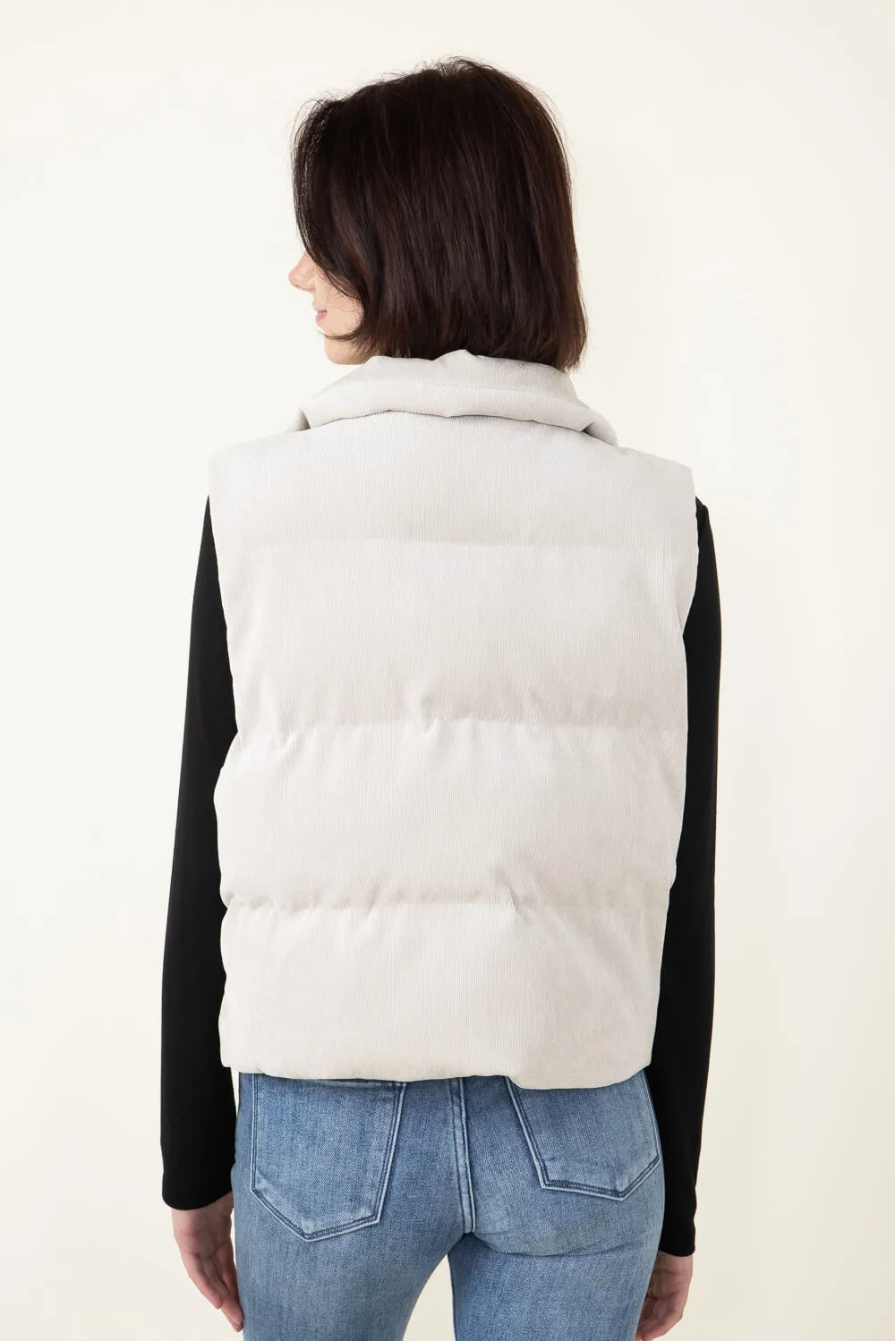 Corduroy Puffer Vest for Women in Sand | H14995A-SAN