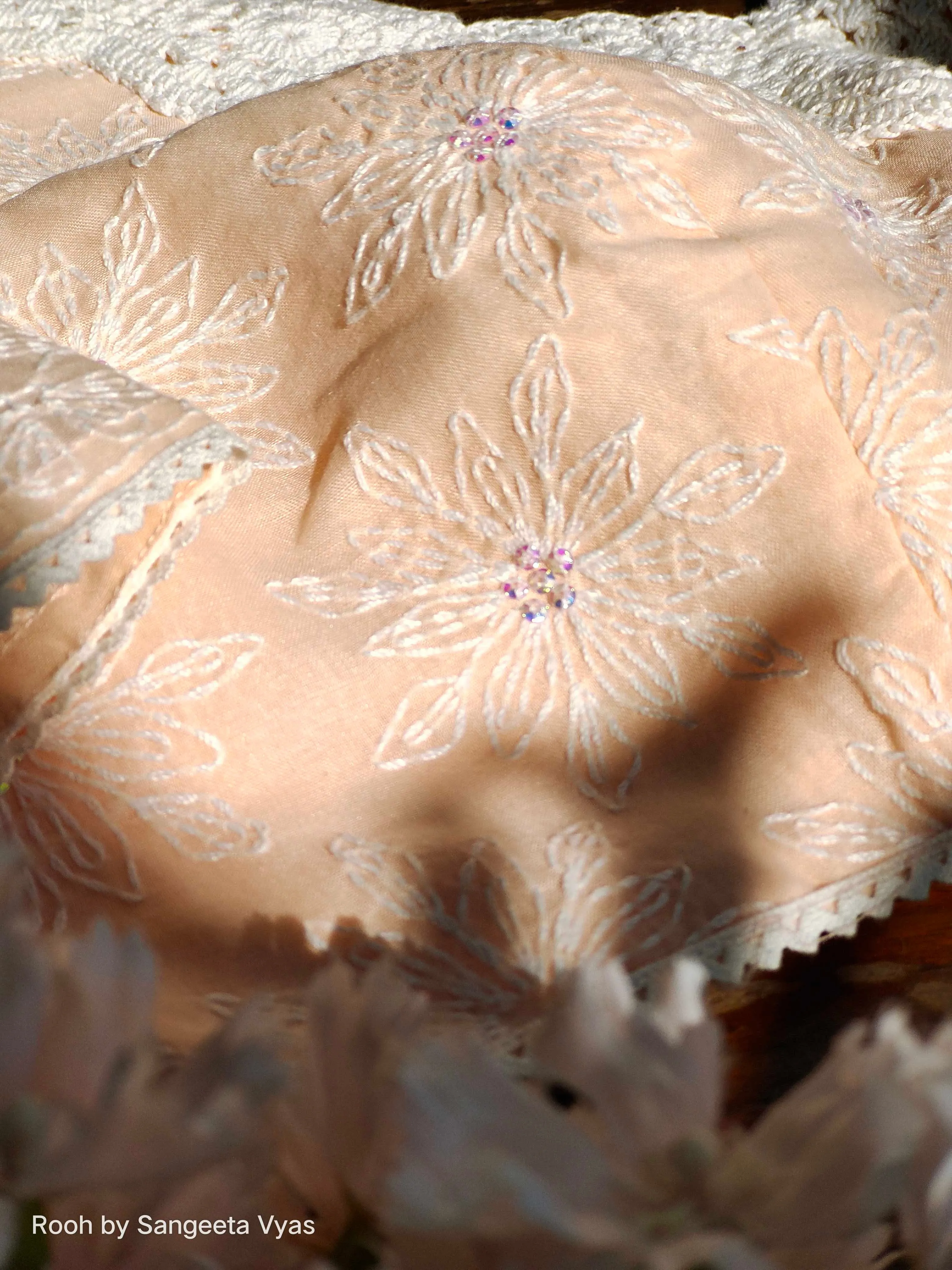 Cotton Chikankari Blouse- Peach