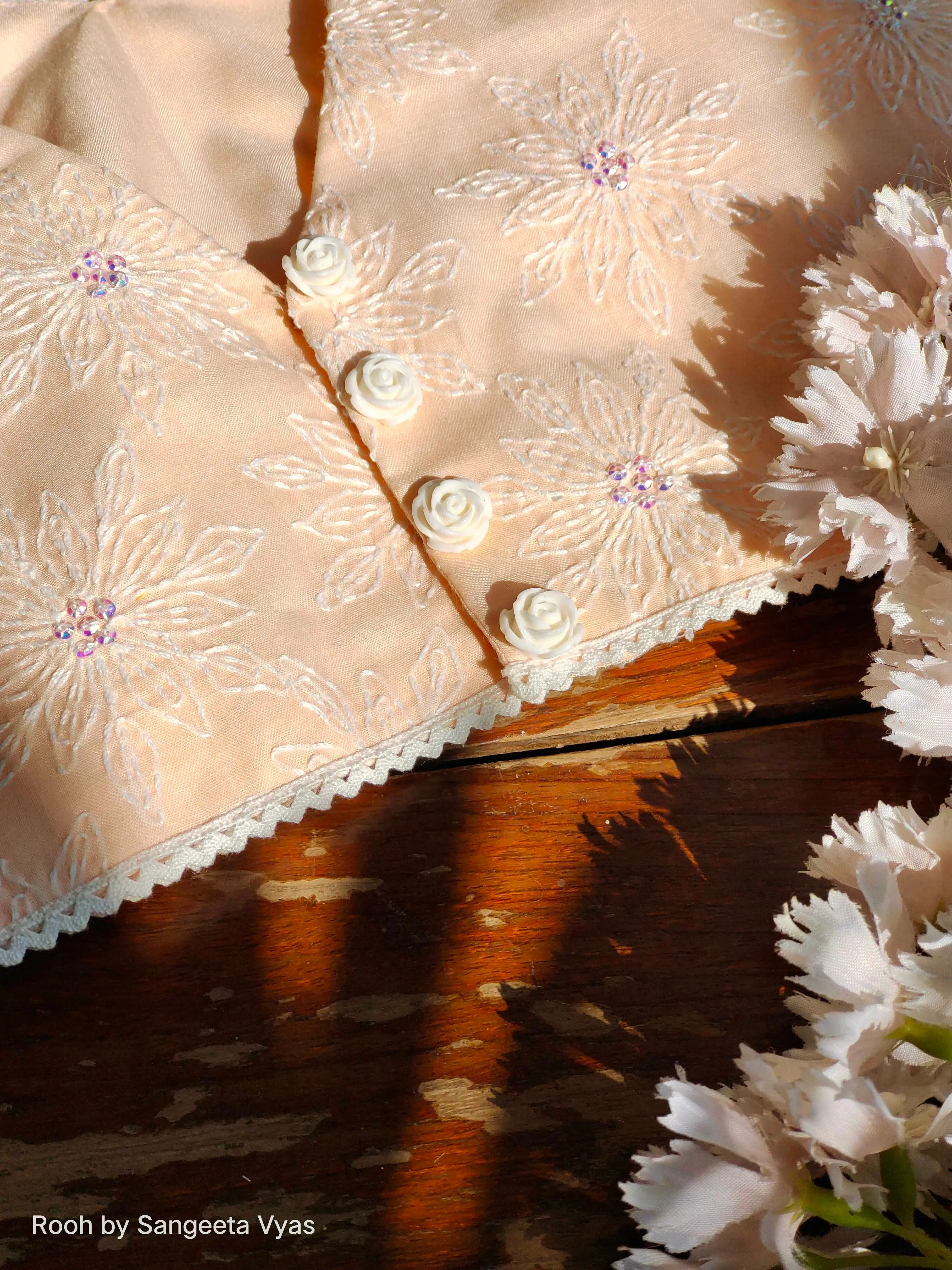 Cotton Chikankari Blouse- Peach
