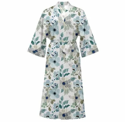 Cotton Kimono Printed Floral Beach Cover-Up Boho Kimono Beach Dress- Daintree