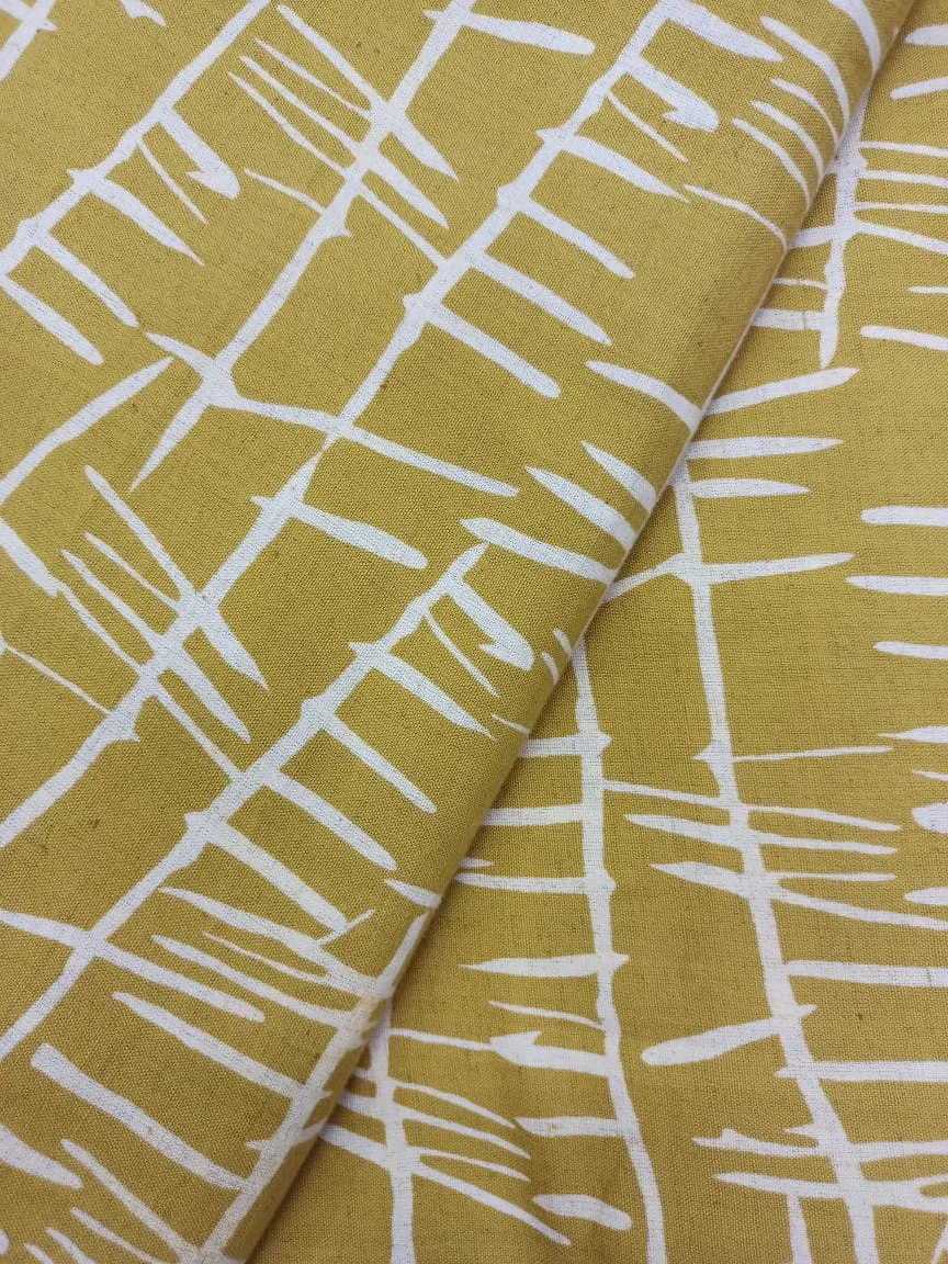 Cotton Linen Semi-Handloom Screen Printed Fabric