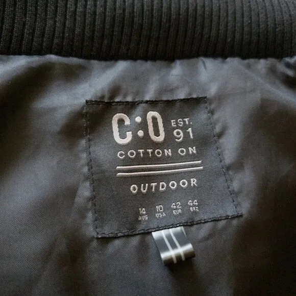 Cotton On Black Cropped Puffer Bomber Insolated Winter Jacket