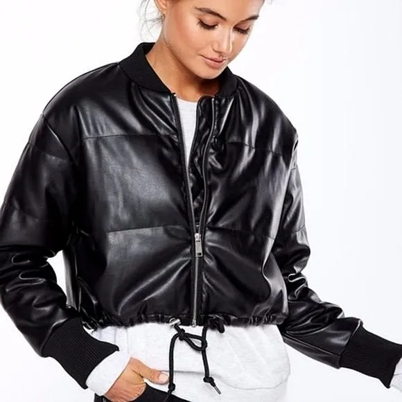 Cotton On Black Cropped Puffer Bomber Insolated Winter Jacket