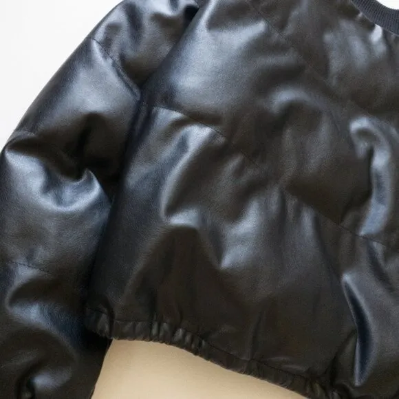 Cotton On Black Cropped Puffer Bomber Insolated Winter Jacket