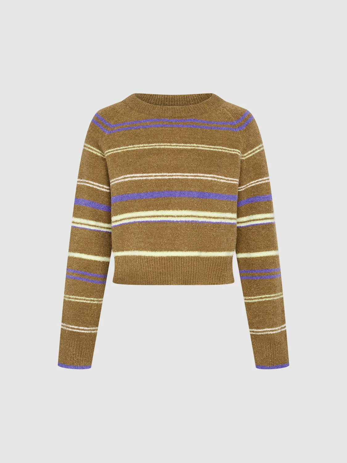 Crew Neck Striped Knitted T-Shirts