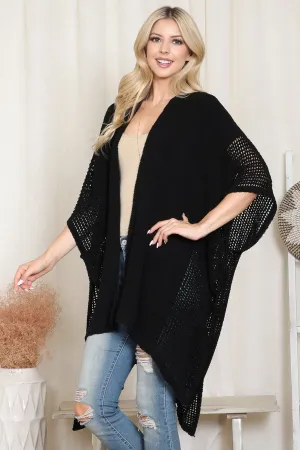 CROCHET WITH SEE THROUGH BORDER LINE OPEN FRONT KIMONO