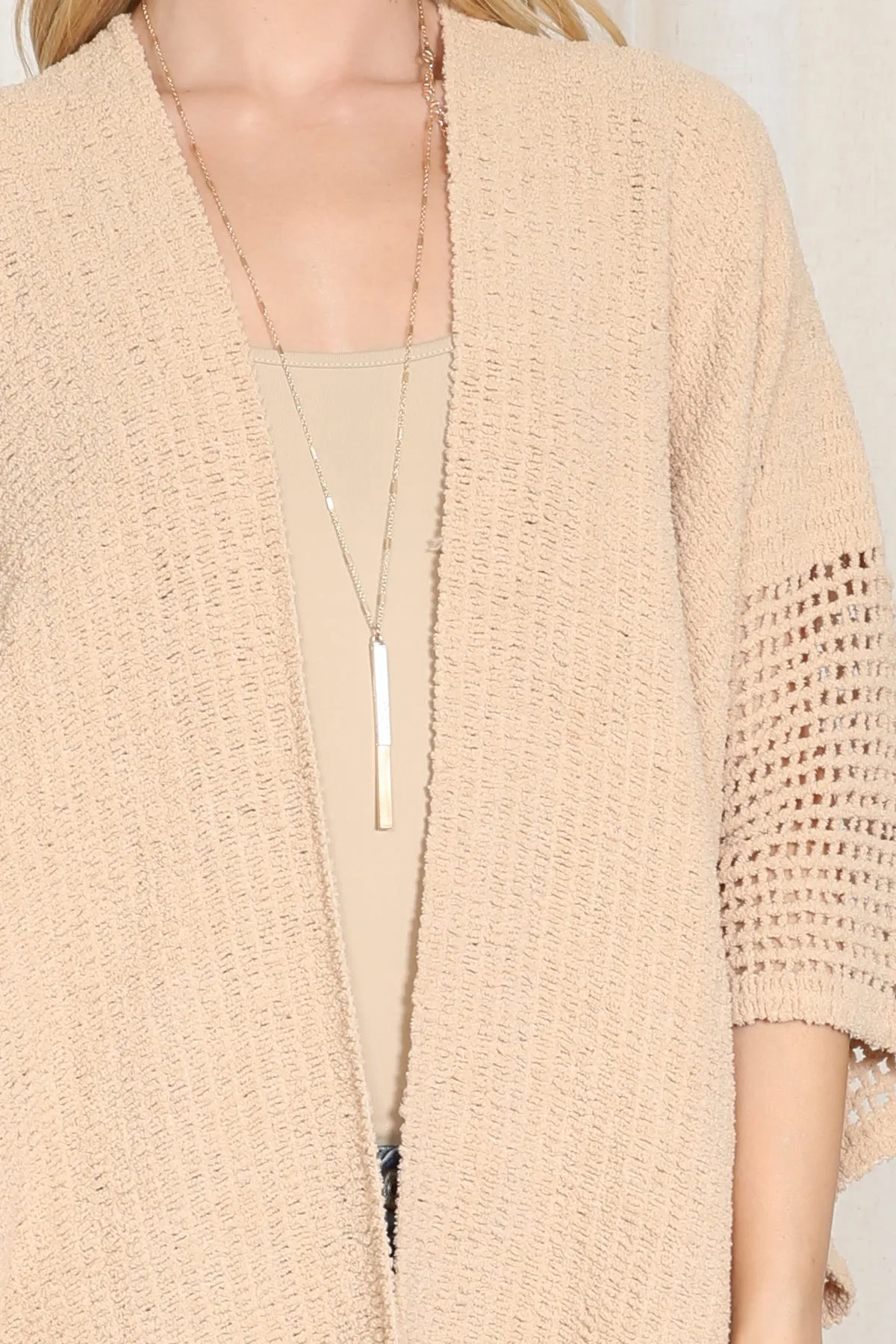 CROCHET WITH SEE THROUGH BORDER LINE OPEN FRONT KIMONO