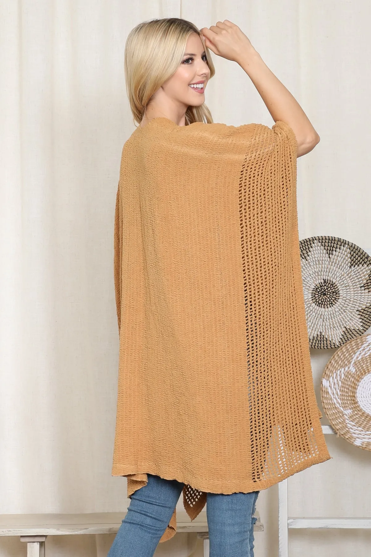CROCHET WITH SEE THROUGH BORDER LINE OPEN FRONT KIMONO