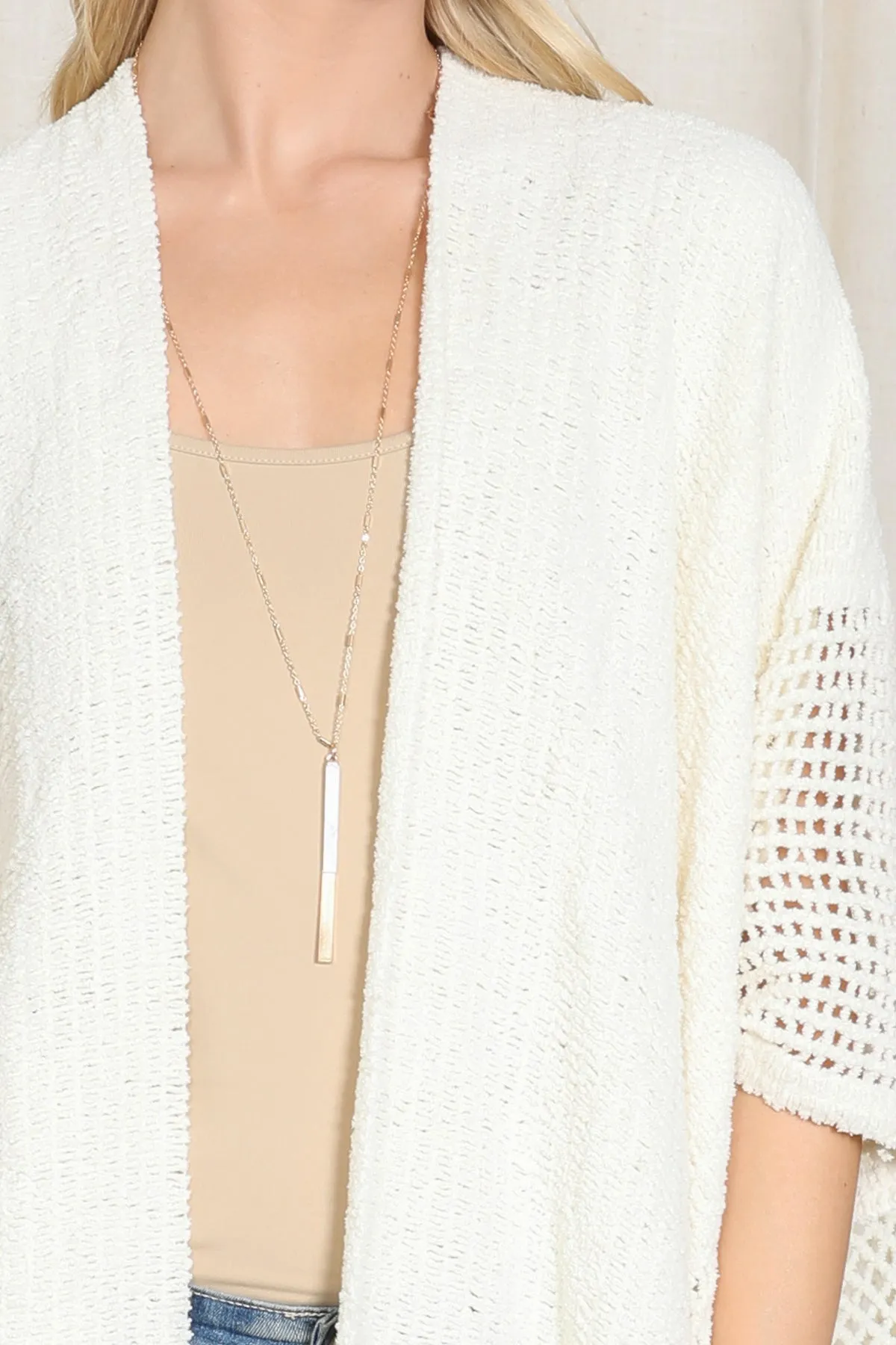 CROCHET WITH SEE THROUGH BORDER LINE OPEN FRONT KIMONO
