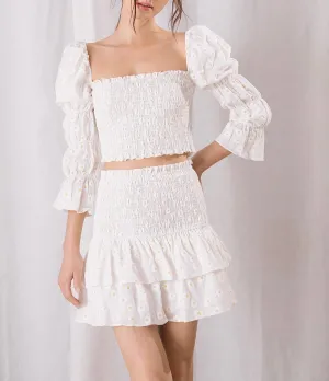 Daisy Floral Print Ruffle Crop Top