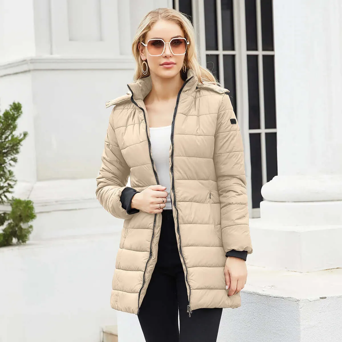 Damen Wintermantel Dunkelblau Gepolstert – Amelie