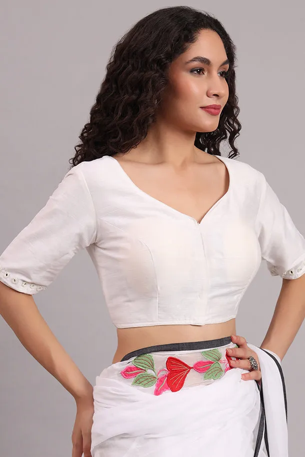 Dazzle Daisy Embroidered Cotton Blouse – White
