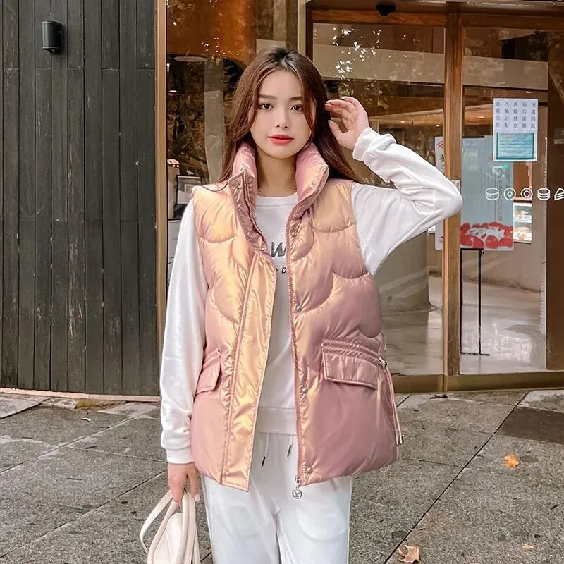 Down Cotton Vest for Women Loose Fit Casual Waistcoat Fashion Large Size Sleeveless Jacket Top