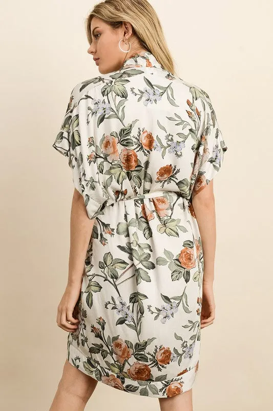 DREAMY FLORAL KIMONO DRESS CREAM